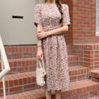 Cutaway-back Floral Print Dress Pink - One Size