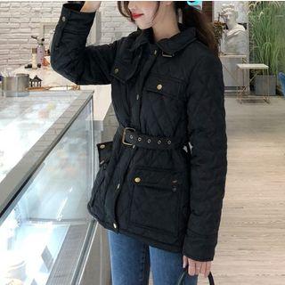 Quilted Jacket With Belt As Shown In Figure - One Size