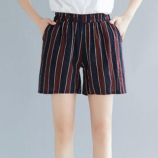 Striped Shorts Stripes - Wine Red & Navy Blue - One Size