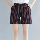 Striped Shorts Stripes - Wine Red & Navy Blue - One Size