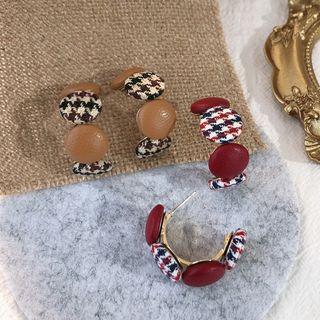 Houndstooth Open Hoop Earring Brown - One Size