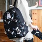 Squid Print Canvas Backpack With Pouch