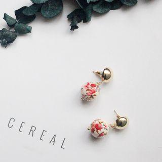 Flower Print Ball Drop Earring