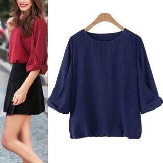 Plain 3/4 Sleeve Chiffon Top
