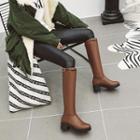 Faux Leather Block-heel Knee-high Boots