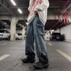 Fire Cross Print Straight Leg Cargo Jeans