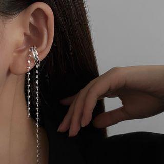 Alloy Fringed Cuff Earring 1 Pc - Silver - One Size