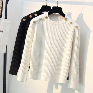Button-detail Cable-knit Sweater