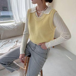 U-neck Rib-knit Vest