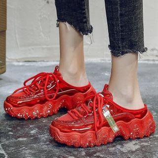 Platform Splatter Print Lace Up Sneakers