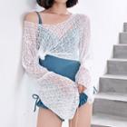 Set: Lace Up Ruffle Swimsuit + Lace Cover Up