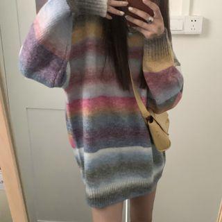 Striped Sweater 20509:28383 - Stripes - Gray & Purple & Blue - One Size