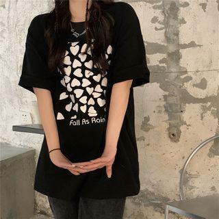 Heart Print Cropped T-shit / T-shirt