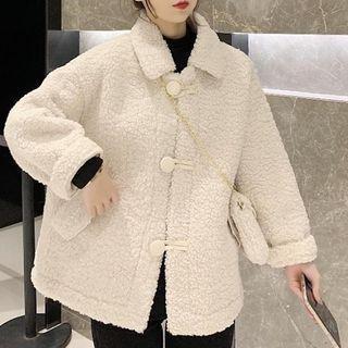 Set: Fluffy Button-up Jacket + Crossbody Bag
