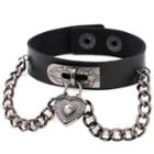Chain Detail Genuine Leather Bracelet