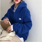 Polar Bear Embroidered Zip Hooded Jacket