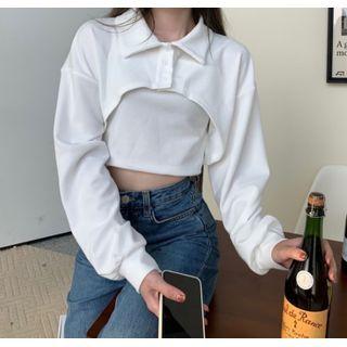 Set: Cropped Polo Shirt + Camisole Top