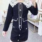 Lace Panel Faux Pearl Jacket