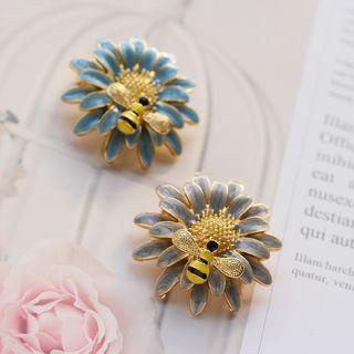 Alloy Bee & Daisy Brooch