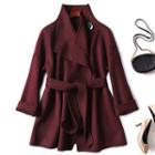 One-buttoned Tie-waist Coat