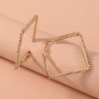 Rhinestone Square Hoop Earring 1 Pair - Ne942 - Rhinestone Square Hoop Earring - Gold - One Size