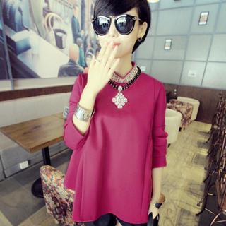 Long-sleeve Embellished-neckline Top