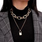 Alloy Lock Pendant Layered Necklace / Hoop Earring / Bracelet
