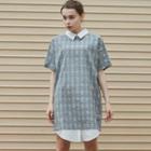 Contrast-trim Checked Linen Blend Dress