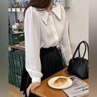 Sharp-shoulder Piped Blouse