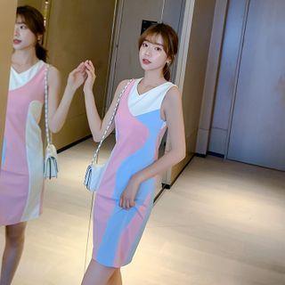 Contrast Color Sleeveless Mini A-line Dress