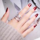 925 Sterling Silver Miniature Belt Layered Open Ring Silver - One Size