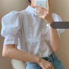 Short-sleeve Paisley Lace Panel Blouse