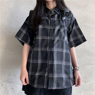 Front-pocket Check Short-sleeve Shirt