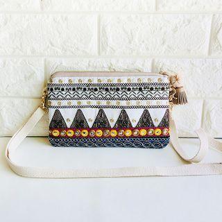 Embroidered Zip Pouch As Shown In Figure - One Size