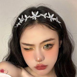 Flower Rhinestone Headband With Box - 1 Pc - Silver - One Size