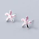 925 Sterling Silver Flower Earring S925 Silver - Pink & Silver - One Size