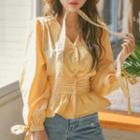 V-neck Blouse Yellow - One Size