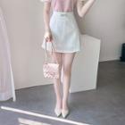 Horsebit Pleat A-line Miniskirt