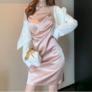 Set: Cropped Jacket + Sleeveless Plain Dress