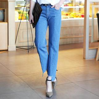 Cutout-hem Straight-cut Jeans