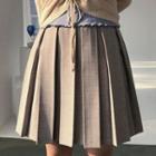 Adjustable-waist Pleated Miniskirt