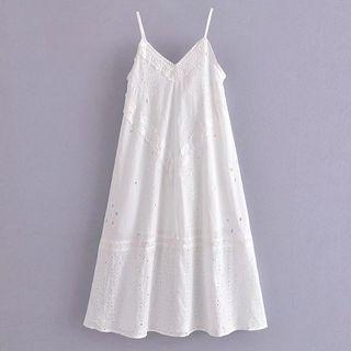 Spaghetti Strap Eyelet Lace Midi Sundress