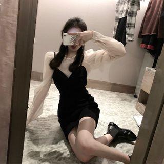 Plain Shirt / Mini Spaghetti Strap Dress
