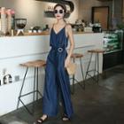 Sleeveless Spaghetti-strap Wide-leg Jumpsuit