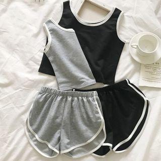 Set: Contrast Trim Tank Top + Sweatshots