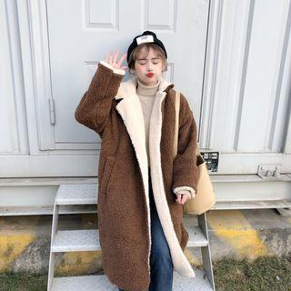 Fleece Notch Lapel Long Coat