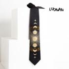 Moon & Star Print Neck Tie Black - One Size