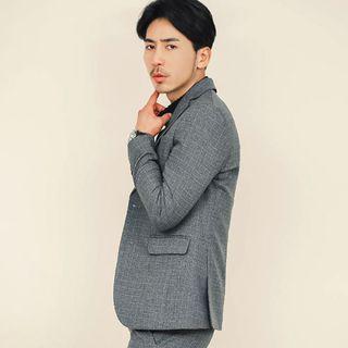 Notched-lapel Single-breasted Check Jacket