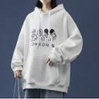 Drop Shoulder Print Loose Fit Pocket Hoodie