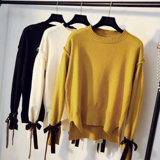 Tie-sleeve Dip Back Sweater